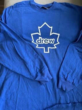 drew house Royal Blue Maple Leaf Logo Crewneck Sweatshirt